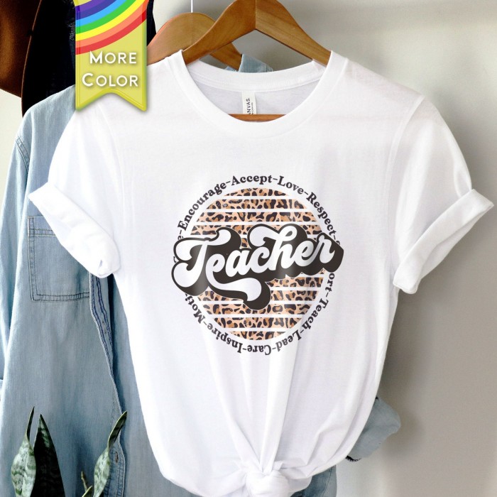 Teacher Retro Leopard Print Shirt, Teacher Retro Shirts, Teacher T-Shirts