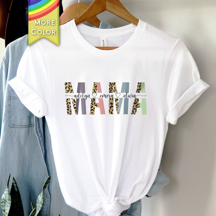 Gold Leopard Print Personalized Mom Shirt, Kid s Names Mom Shirt