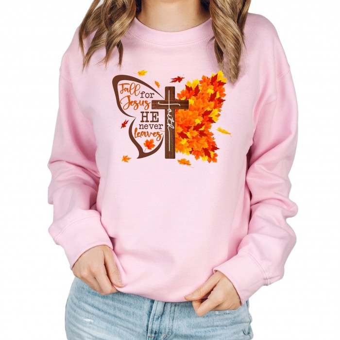 Fall For Jesus He Never Leaves Hoodie, Fall Sweatshirt