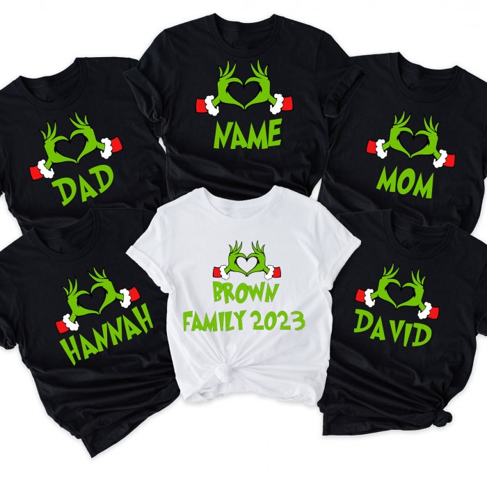 Custom Grinch Squad Shirt, Personalized Grinch Heart Shirt, Matching Family shirt, Christmas Custom Shirt, Custom Family Shirts