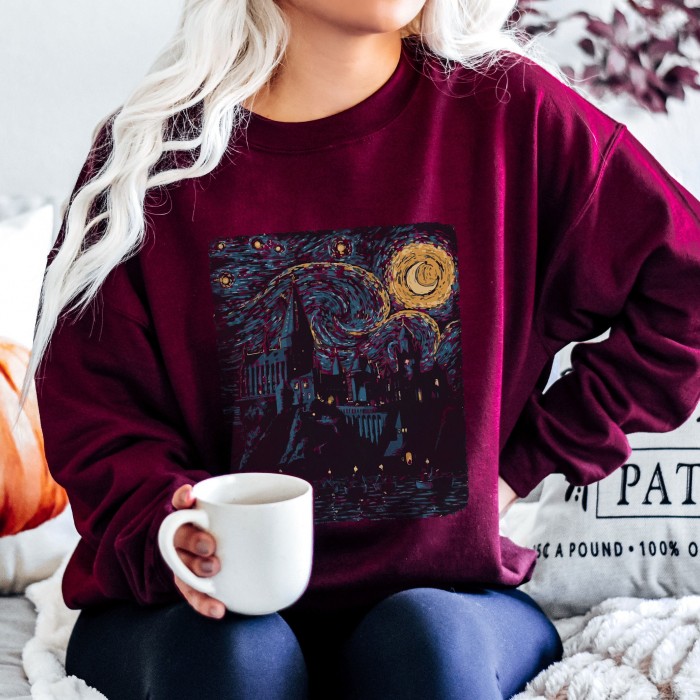 Starry Night Wizard Castle Sweatshirt, Universal Vacation Hoodie