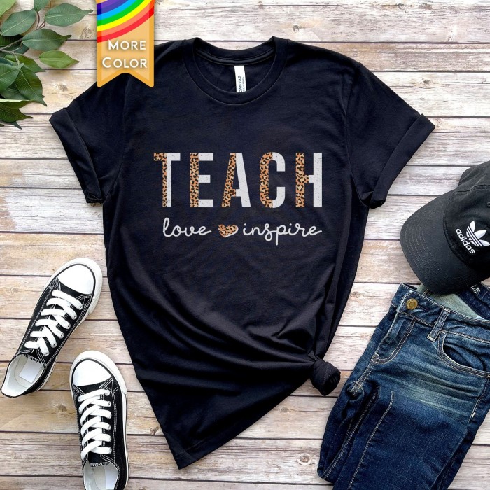 Leopard Print Teacher Shirts, Teach Love Inspire Shirt