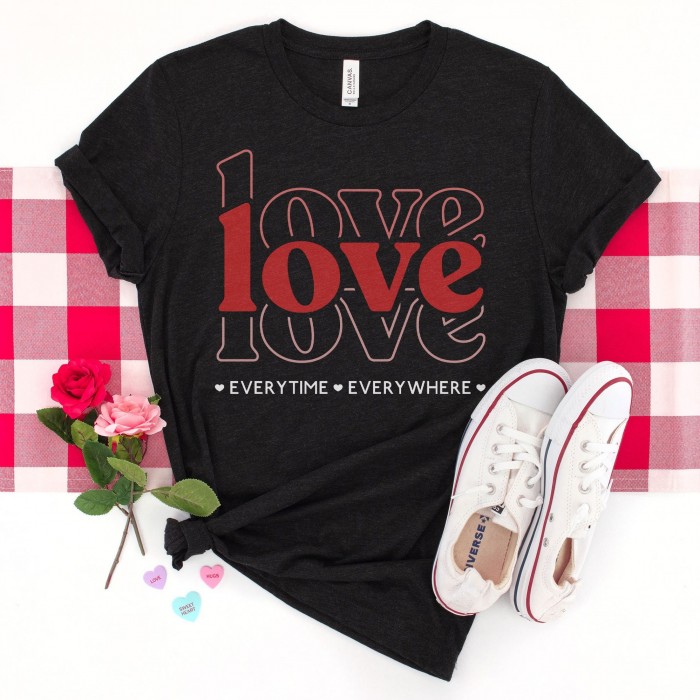 Love Everytime Everywhere Valentine s Day Shirt, Retro Love Valentines Shirt