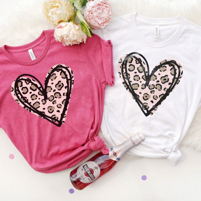 Valentines Day Shirt, Leopard Print Heart Shirt, Heart Shirt