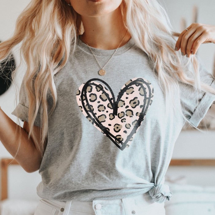 Valentines Day Shirt, Leopard Print Heart Shirt, Heart Shirt