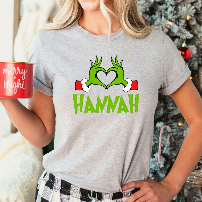 Custom Grinch Squad Shirt, Personalized Grinch Heart Shirt, Matching Family shirt, Christmas Custom Shirt, Custom Family Shirts