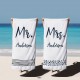 Personalized Mr. and Mrs. Towel, Customized Beach Towel, Honeymoon Gift, Bridal Shower Gift, Bride Beach Towel, Gift For Groom Honeymoon Gift