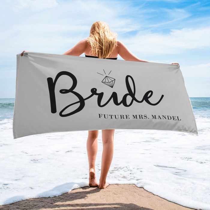 Bride and Bridesmaid Custom Pool Towel, Personalized Bath Towel, Bachelorette Beach Towel, Present For Her