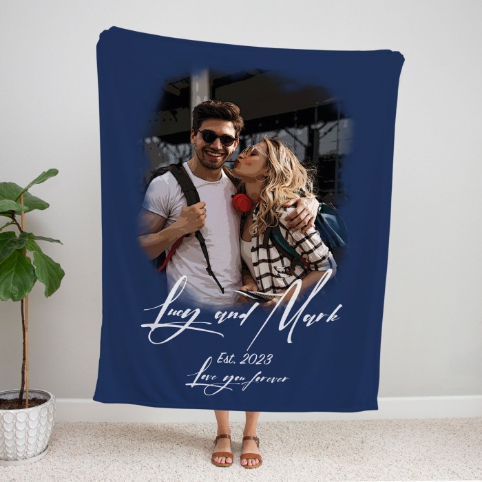 Custom Photo and Name Blanket, Valentine s Day Gift, Christmas Gift, Wedding Anniversary Gift, Gift For Mom, Gift For Dad