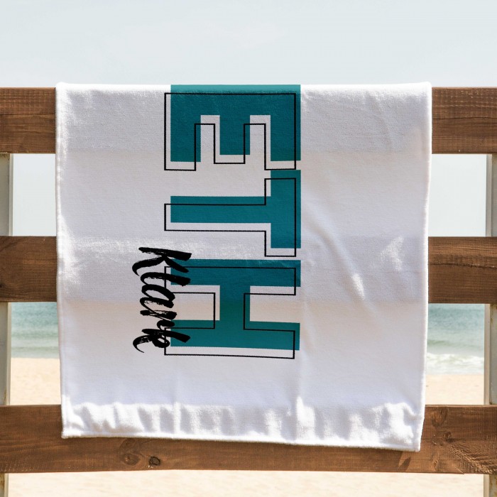 Solid Bold Font Style Personalized Towel, Multi Color Font Design Beach Towel, Bachelorette Trip, Birthday Vacation Gift, Bridesmaid Gift