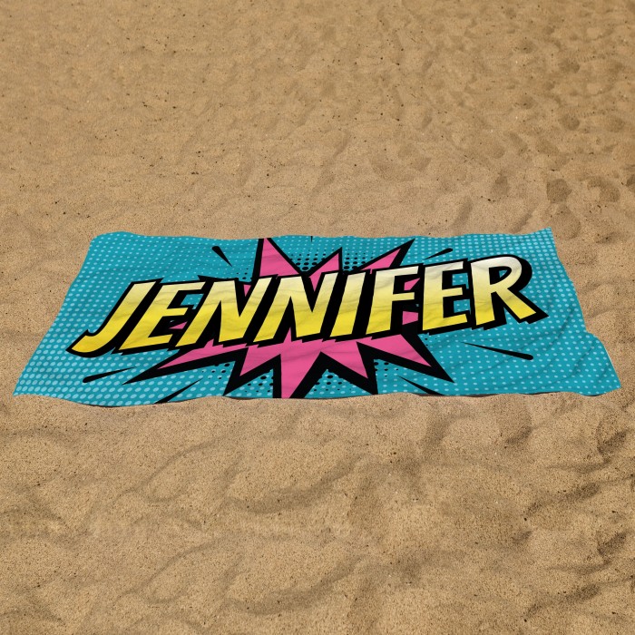 Custom Name Pop-Art Beach Towel, Comic Book Style Personalized Towel, Gift For Kids, Birthday Gift, Gift For Dad, Gift For Mom, Pool Towel