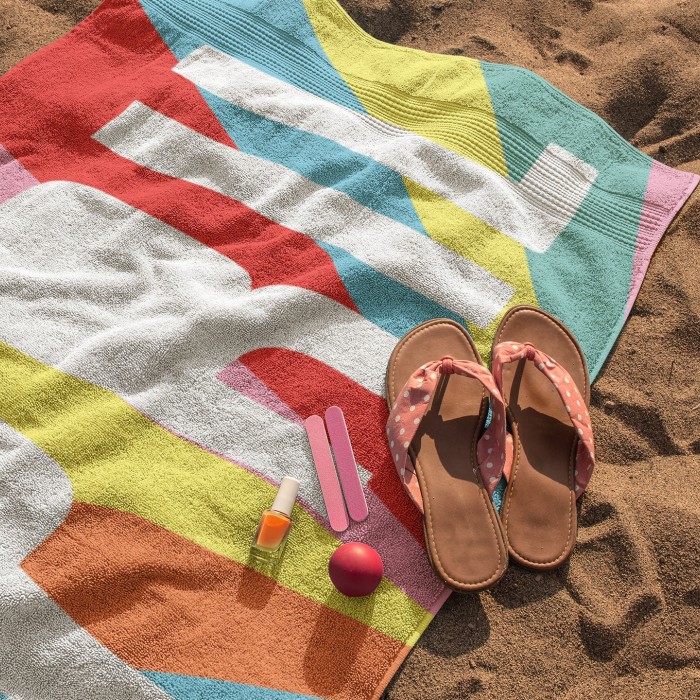 Custom Name Multi-Color Striped Design Beach Towel, Personalized Pool Towel, Bachelorette Trip, Birthday Vacation Gift, Gift For Her Him