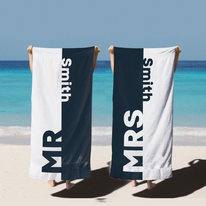 Custom Mr. and Mrs. Beach Towels, Personalized Bridal Shower Gift, Newlywed Gifts, Honeymoon Vacation Gift, Gift For Bride and Groom
