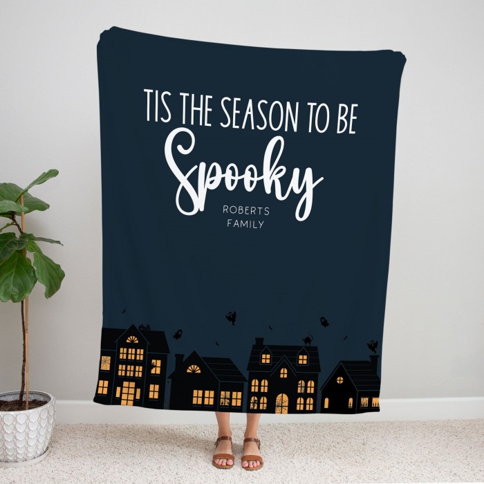 Personalized Family Blanket, Haunted Houses Halloween Blanket, Gothic House Decor, Spooky Couch Throw, Witchy Decor, Custom Presents