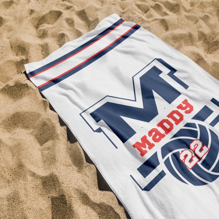 Custom Volleyball Team Towel, Personalized Team Gift, Graduation Gift, Sport Beach Towel, Custom Pool Towel, Birthday Gift, Vacation Gift
