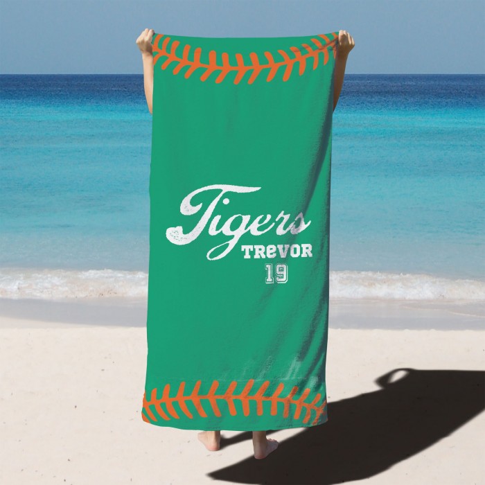 Custom Baseball Team Towel, Sports Personalized Beach Towel, Personalized Bath Towel, Number And Name Pool Towel