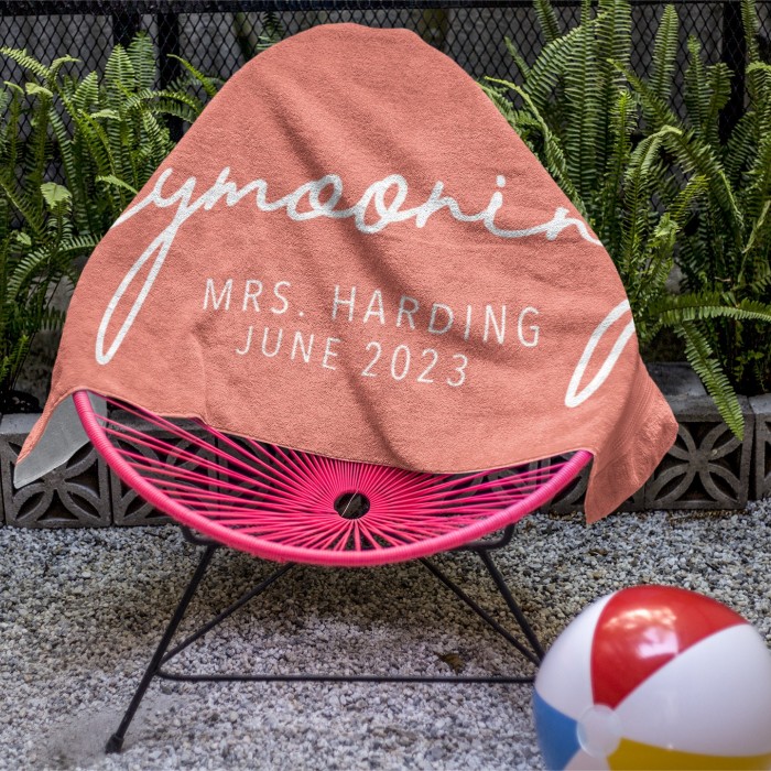 Personalized Wedding Gift For Bride, Honeymooning Beach Towel, Custom Mrs. Name Towel, Honeymoon Gift, Bridal Shower Gift