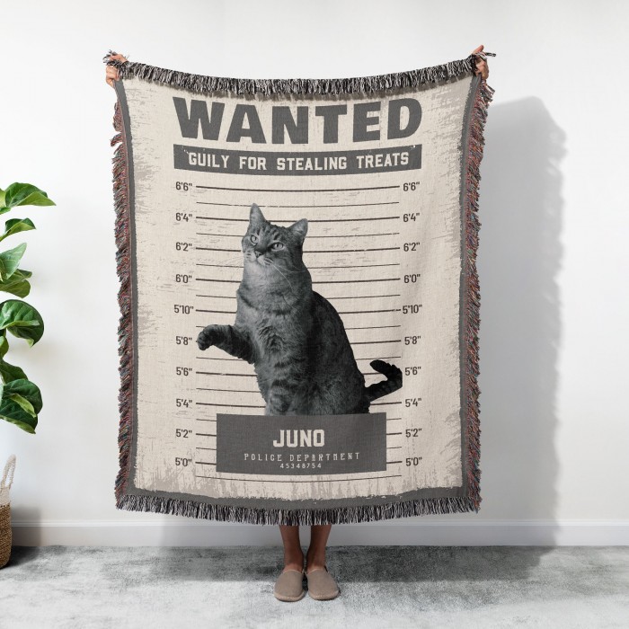 Custom Wanted Pet Woven Blanket, Dog/Cat Lover Gift, Present For Dog Moms, Dog Dads, Western Style Wanted Poster Tapestry
