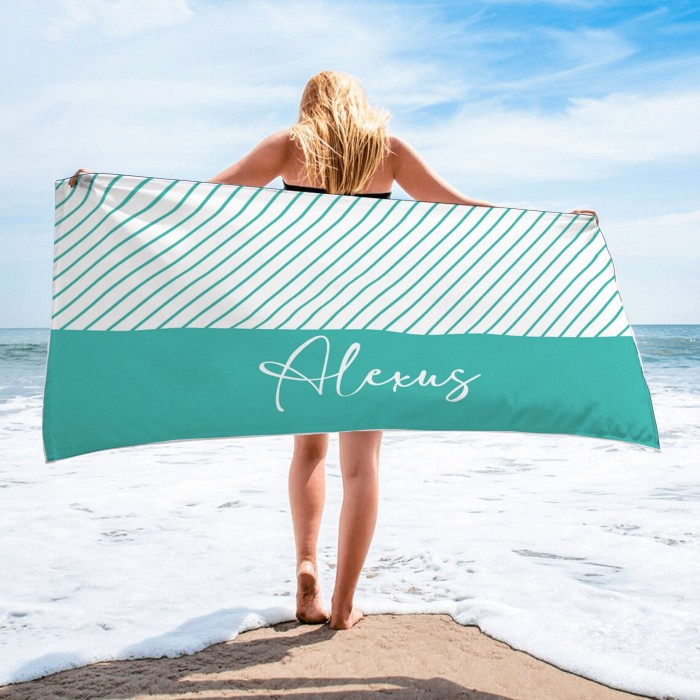 Personalized Name Pool Bath Towel, Colorful Personalized Beach Towel, Bride and Bridesmaid Beach Towel, Present For Her