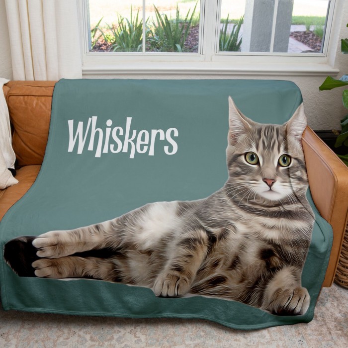 Oil Paint Pet Photo Blanket, Gift For Dog Lovers, Pet Memorial Gifts, Personalized Gift, Pet Photo and Name Blanket, Dog/Cat Blanket Gift