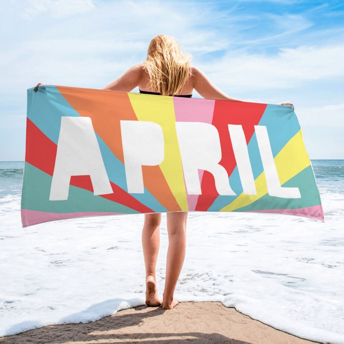 Custom Name Multi-Color Striped Design Beach Towel, Personalized Pool Towel, Bachelorette Trip, Birthday Vacation Gift, Gift For Her Him