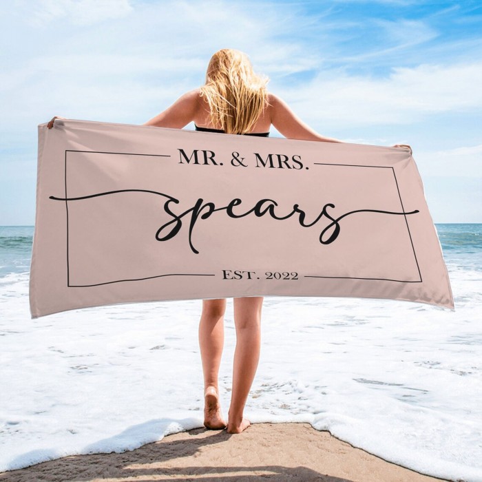 Mr. and Mrs. Custom Beach Towel, Bride Beach Towel, Personalized Beach Towel, Custom Beach Towel,Bachelorette Bride Beach Towel