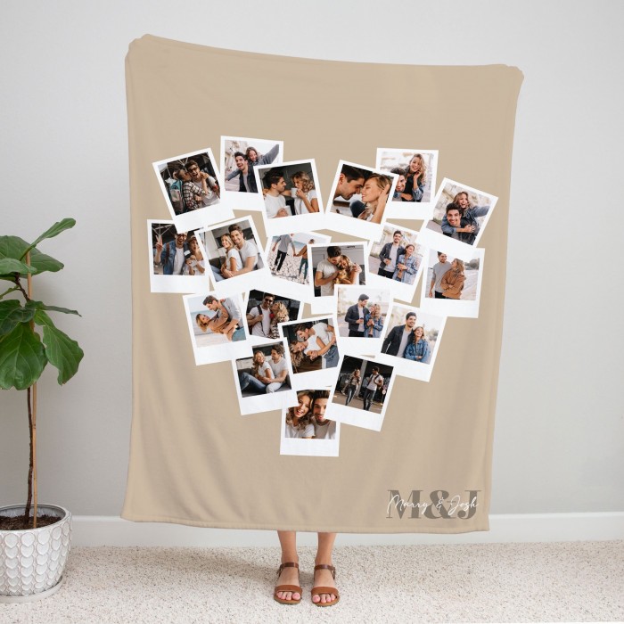 Personalized Wedding Gift, Valentine s Day Gift, Polaroid Couple Photos, Custom Photo Blanket, Couples Gift, Gift For Him, Gift For Her
