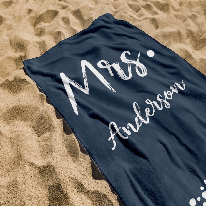 Personalized Mr. and Mrs. Towel, Customized Beach Towel, Honeymoon Gift, Bridal Shower Gift, Bride Beach Towel, Gift For Groom Honeymoon Gift