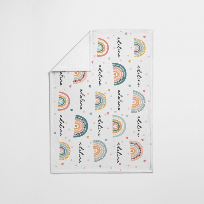 Custom Baby Shower Present, Rainbows And Names Baby Blanket, Baby Girl Present, Boho Nursery Decor, Stroller Throw, Hospital Gift