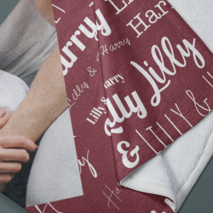 Couple Blanket With Portrait and Names, Personalized Photo Throw, Custom Valentine s Day Gift, Gift For Her, Gift For Him, Wedding Gift