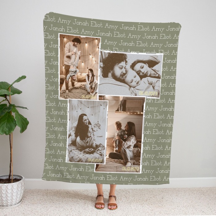 Custom Valentine s Day Gift, Personalized Photo and Names Blanket, Christmas Gift, Gift For Mom, Gift For Dad, Christmas Gift, Grandma Gift