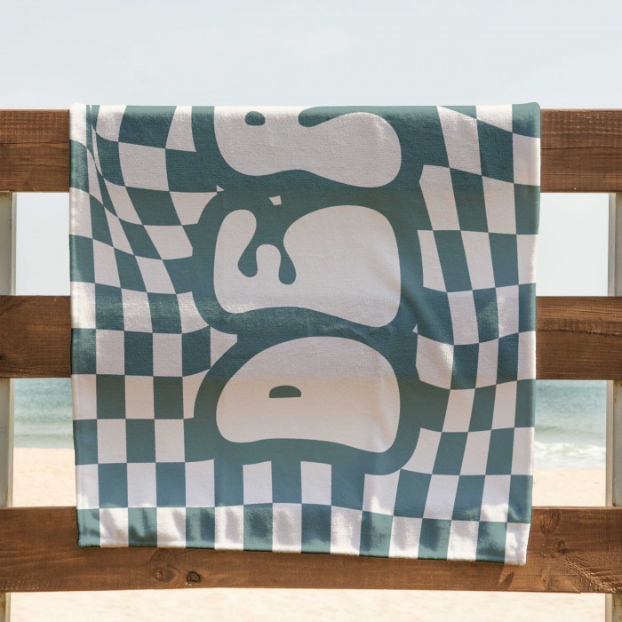 Retro Checkered Beach Towel, Personalized Bath Towel, Birthday Vacation Gift, Bachelorette Party Favors, Kids Towels, Custom Gifts