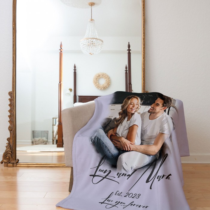 Custom Photo and Name Blanket, Valentine s Day Gift, Christmas Gift, Wedding Anniversary Gift, Gift For Mom, Gift For Dad