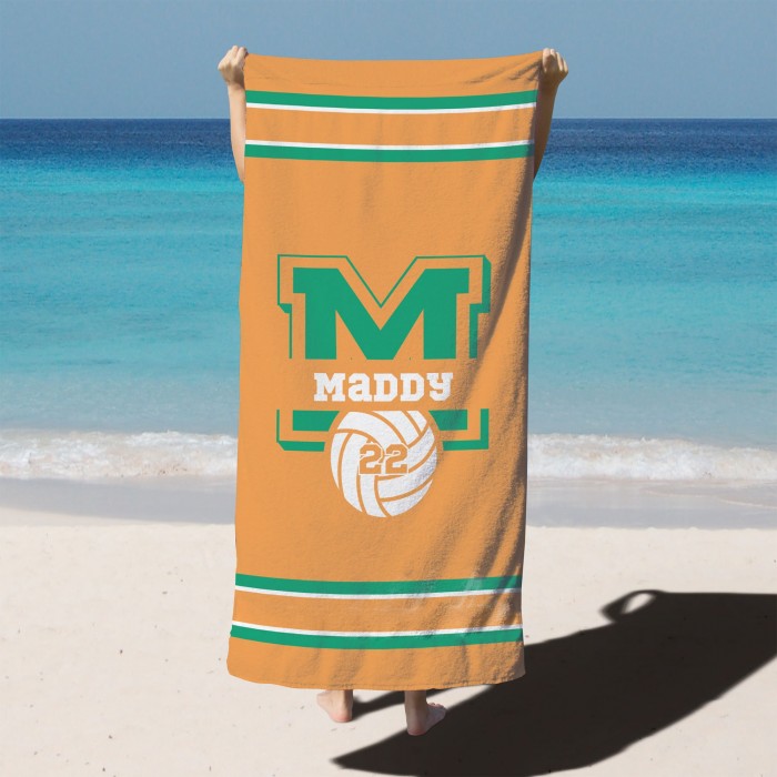 Custom Volleyball Team Towel, Personalized Team Gift, Graduation Gift, Sport Beach Towel, Custom Pool Towel, Birthday Gift, Vacation Gift