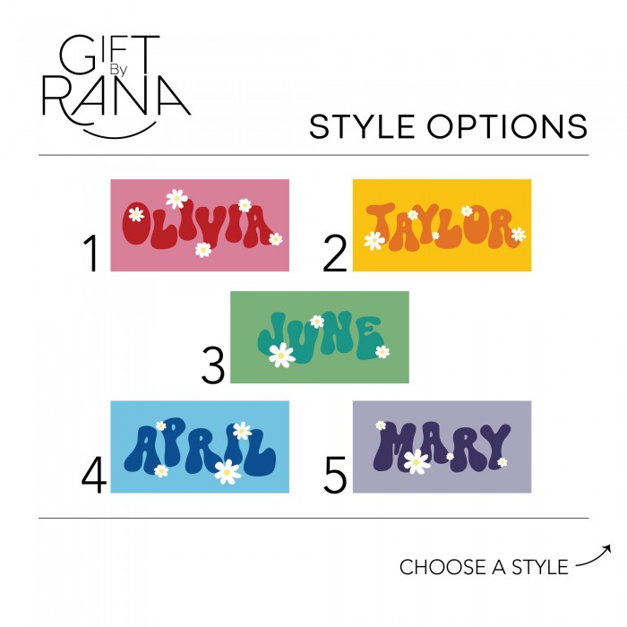 Personalized  Groovy 70 s Design, Retro Style Custom Name Beach Towel, Hippie Vintage Flowers, Personalized Pool Towel, Vacation Birthday Gift