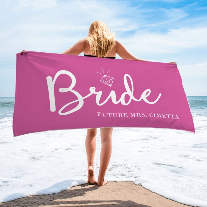 Bride and Bridesmaid Custom Pool Towel, Personalized Bath Towel, Bachelorette Beach Towel, Present For Her