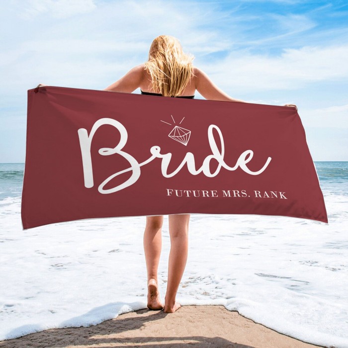 Bride and Bridesmaid Custom Pool Towel, Personalized Bath Towel, Bachelorette Beach Towel, Present For Her