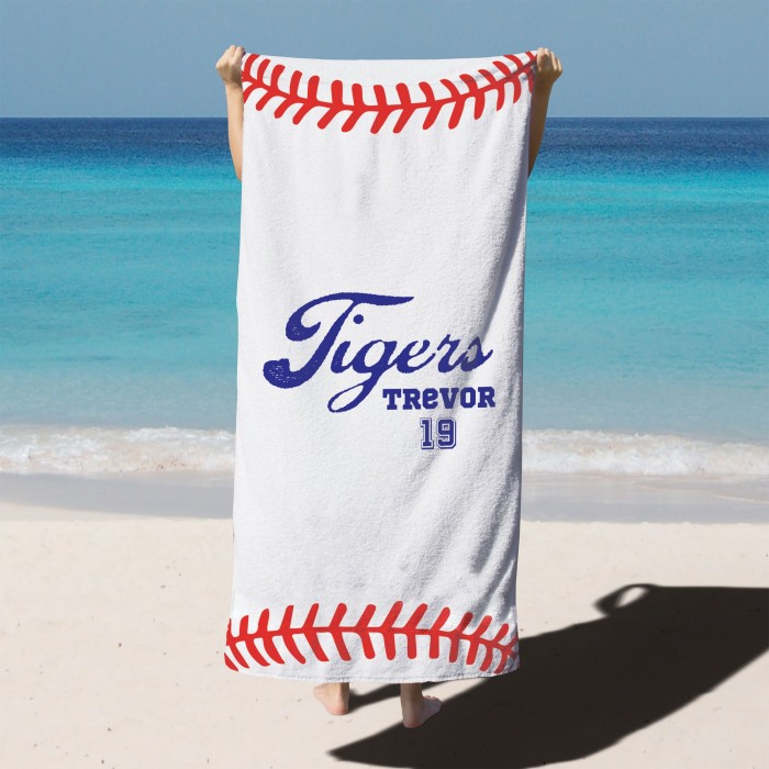 Custom Baseball Team Towel, Sports Personalized Beach Towel, Personalized Bath Towel, Number And Name Pool Towel