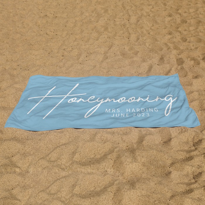 Personalized Wedding Gift For Bride, Honeymooning Beach Towel, Custom Mrs. Name Towel, Honeymoon Gift, Bridal Shower Gift
