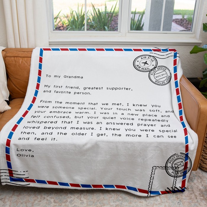 Personalized Letter Blanket, Handwritten Style Couch Throw, Gift For Grandma/Grandpa, Christmas Present, Custom Message Gifts, Mothers Day