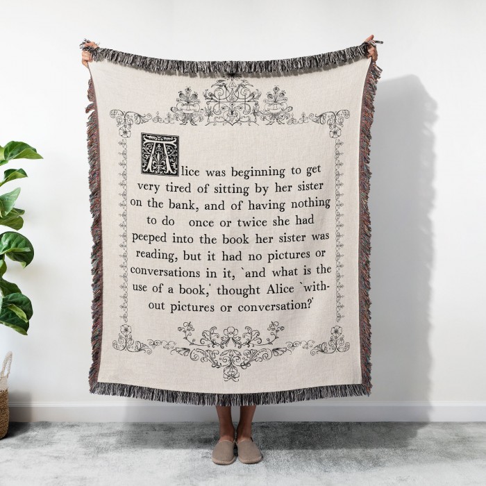 Personalized Book Page Woven Blanket, Cottage Core Fringed Quilt, Christmas Gift For Book Lovers, Favorite Quote Gift, Bookworm Present