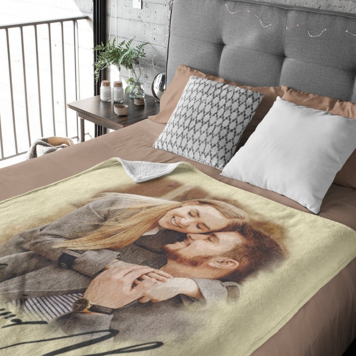 Custom Photo and Name Blanket, Valentine s Day Gift, Christmas Gift, Wedding Anniversary Gift, Gift For Mom, Gift For Dad