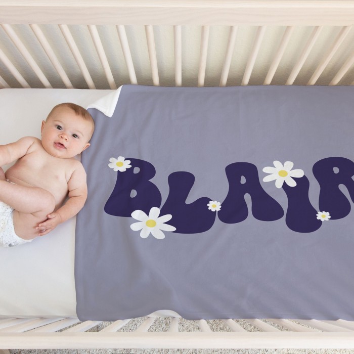 Retro Style Custom Name Blanket, Groovy 70 s Design, Personalized Name Blanket, Baby Shower Gift, Christmas Gift, Gift For Mom, Gift For Dad