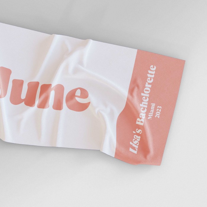 Custom Name and Text Beach Towel with Retro Font, Personalized Summer Camp Towels, Bachelorette Party Gift, Lake Beach House Towels