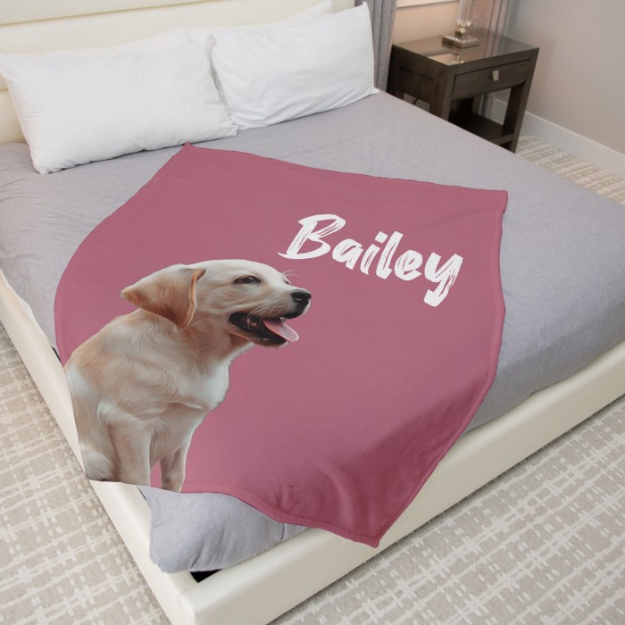 Oil Paint Pet Photo Blanket, Gift For Dog Lovers, Pet Memorial Gifts, Personalized Gift, Pet Photo and Name Blanket, Dog/Cat Blanket Gift