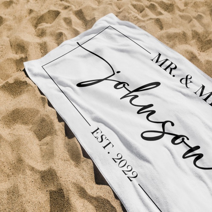 Mr. and Mrs. Custom Beach Towel, Bride Beach Towel, Personalized Beach Towel, Custom Beach Towel,Bachelorette Bride Beach Towel
