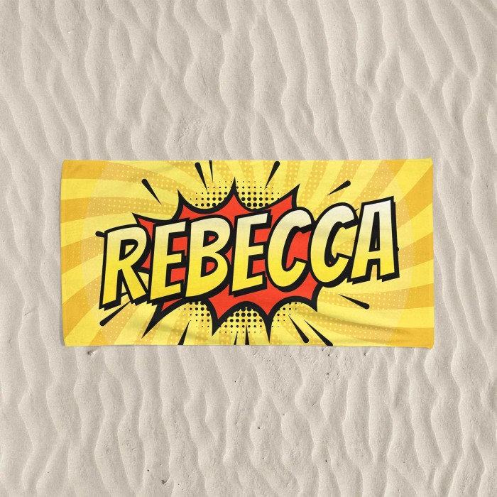Custom Name Pop-Art Beach Towel, Comic Book Style Personalized Towel, Gift For Kids, Birthday Gift, Gift For Dad, Gift For Mom, Pool Towel