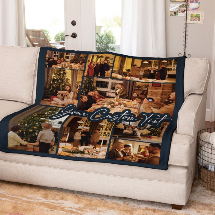 Custom Layout Photo Collage Blanket, Custom Picture Blanket, Christmas Gift, Gift For Mom, Gift For Dad, Gift For Girlfriend Boyfriend