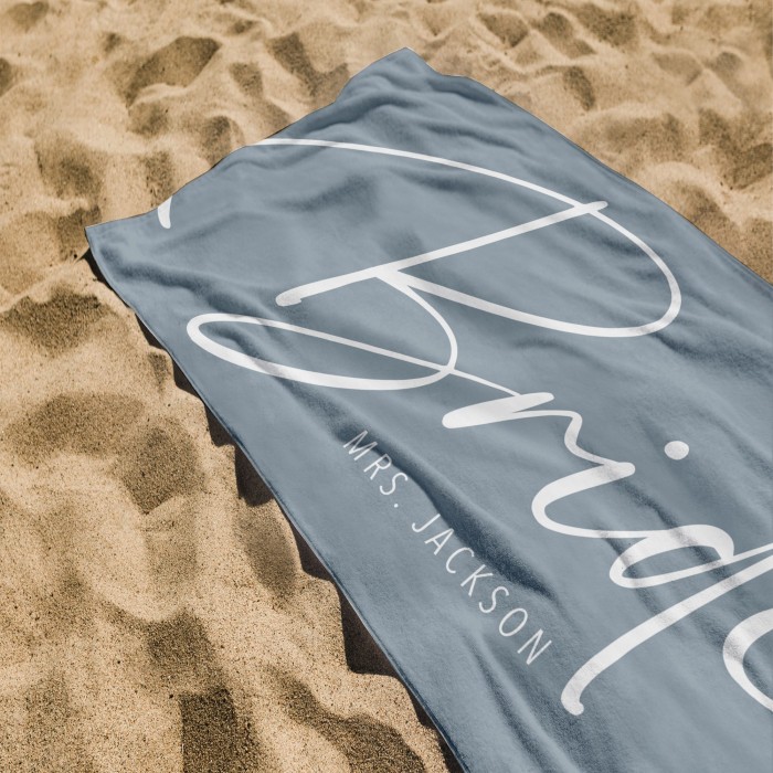 Personalized Mrs. Name Beach Towel, Bride Custom Beach Towel, Personalized Beach Towel, Honeymoon/Bachelorette Trip, Bridal Shower Gift