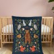 Woodland Animal Blanket With Name, Forest Creatures Nursery Quilt, Personalizable Couch Throw, Scandinavian House Decor, Baby Blanket